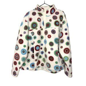 VTG L.L. Bean Sweater Womens Size 2X Colorful Mandala Snap Fleece Pullover 90s